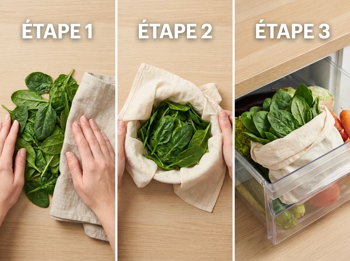 Le linge humide pour légumes-feuilles