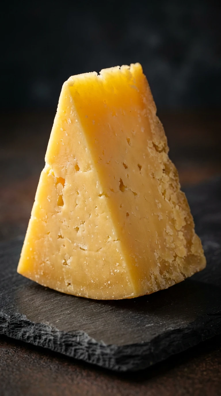 Le morceau de fromage local coupé en triangle