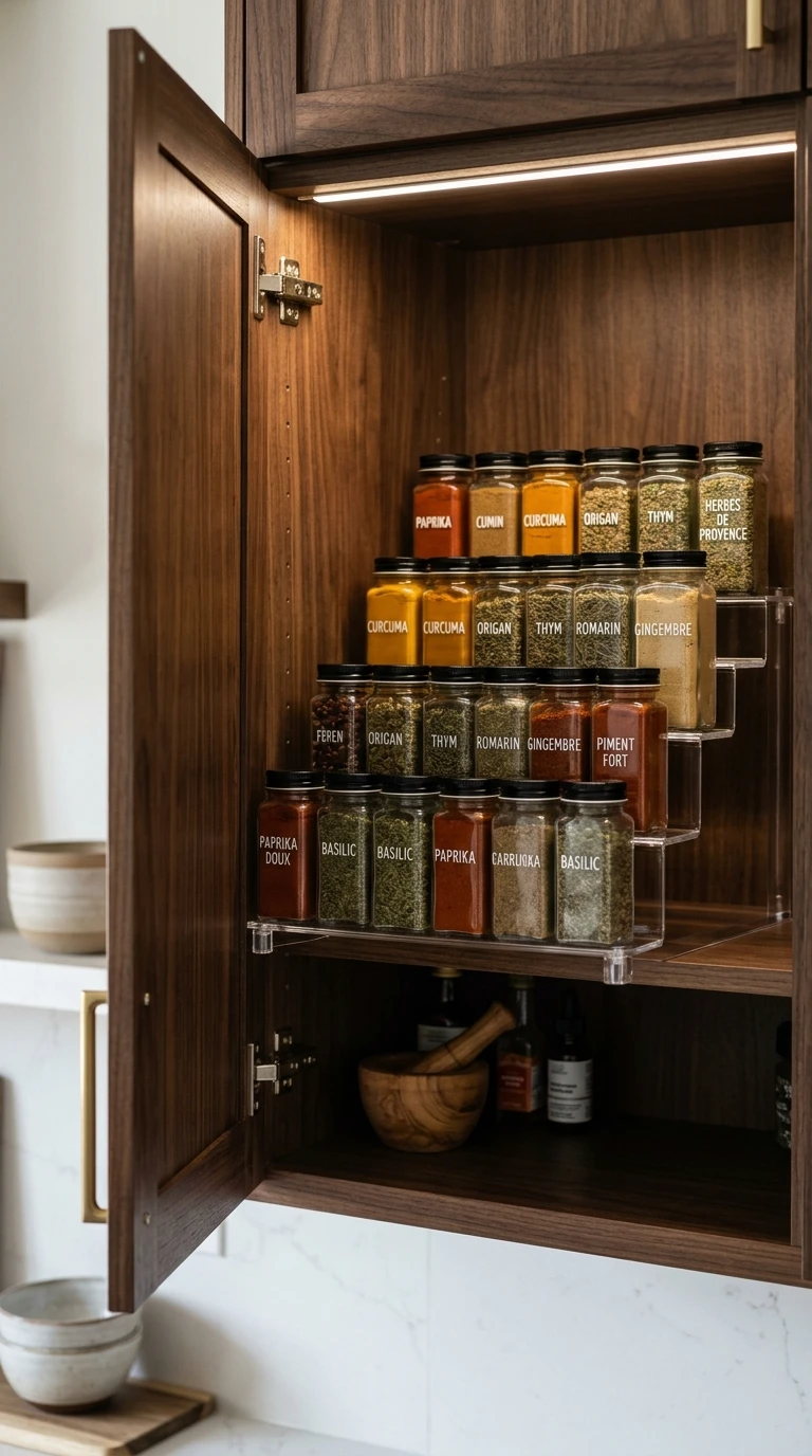 Le placard fermé, à l'écart de la cuisson