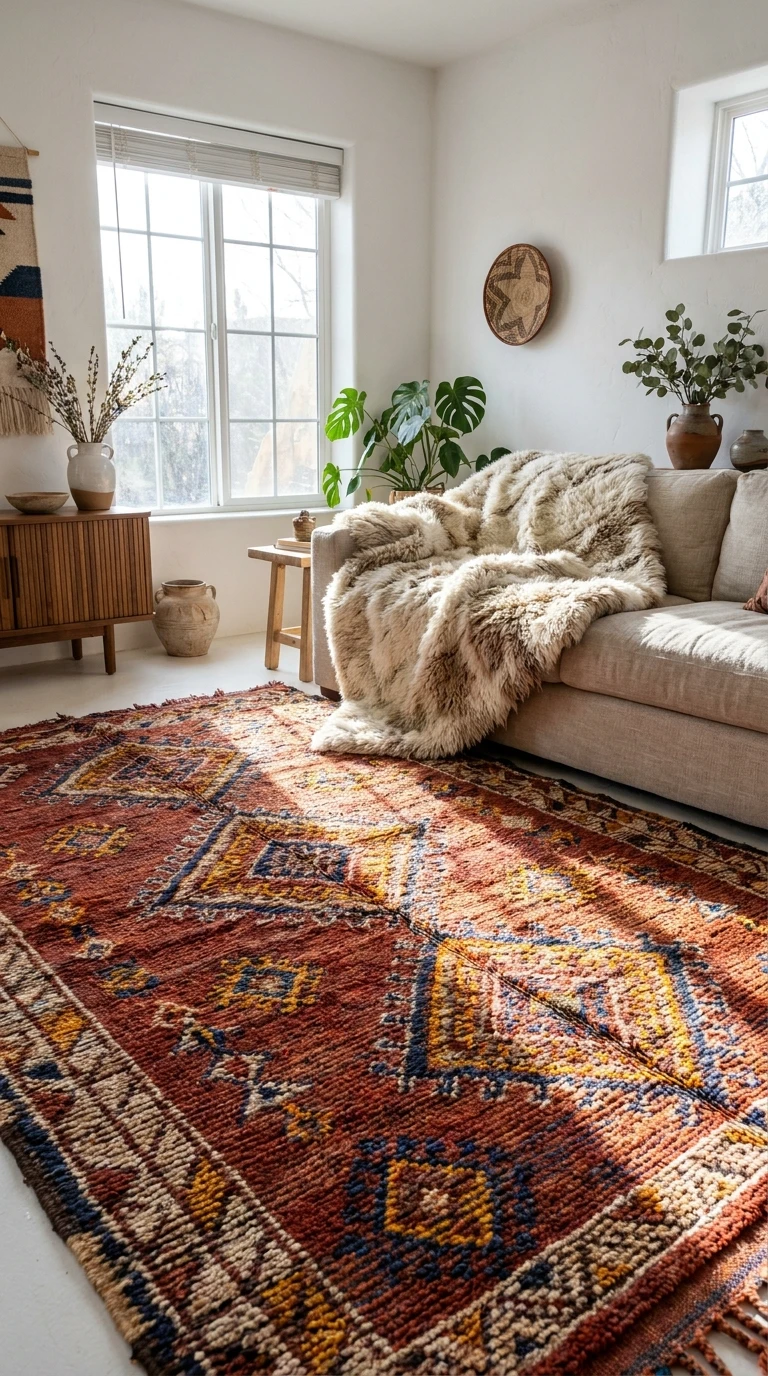 Le plaid ou le tapis rapporté d'un marché local