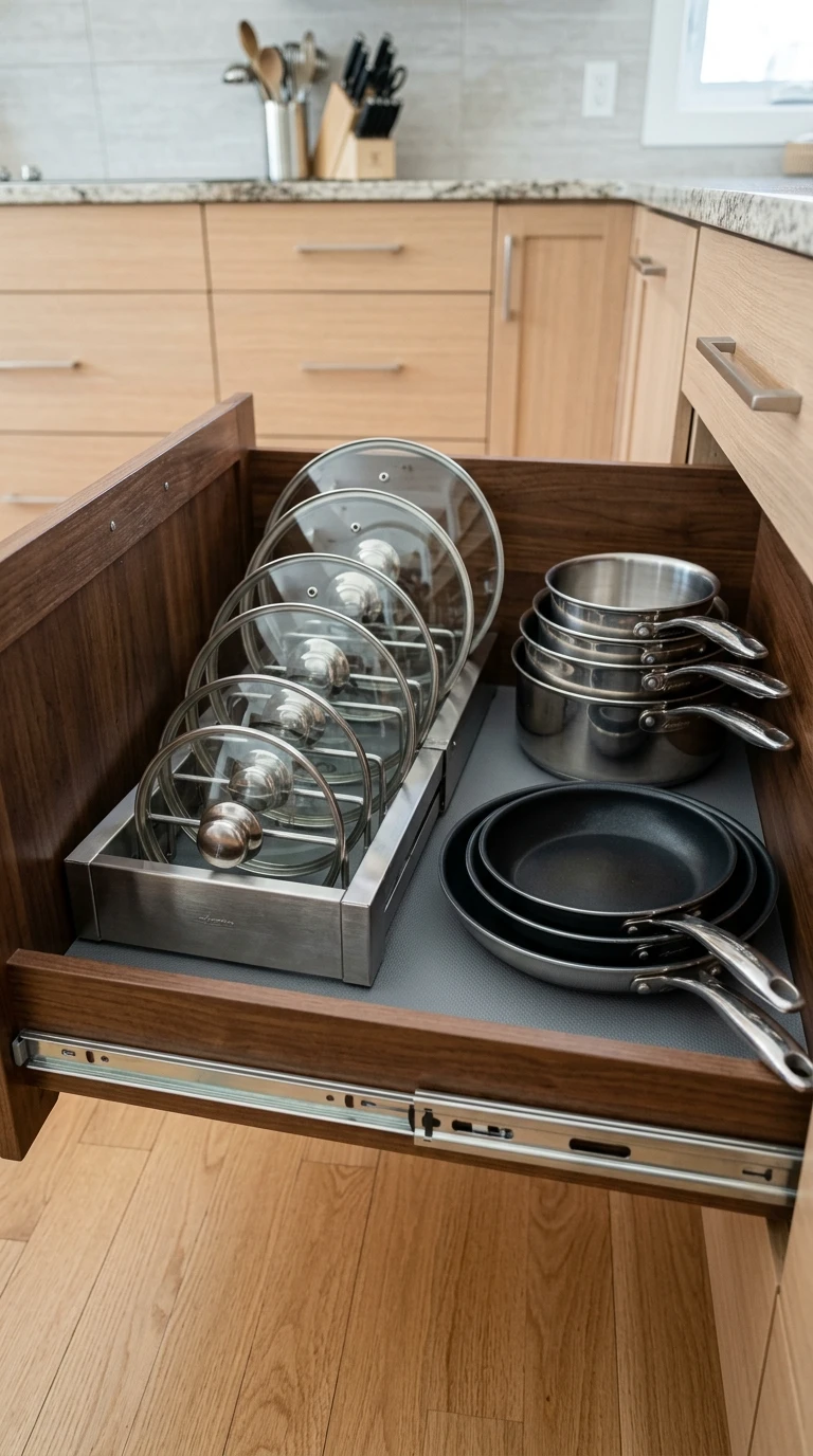 Le porte-couvercle pour poêles et casseroles utilisées en série