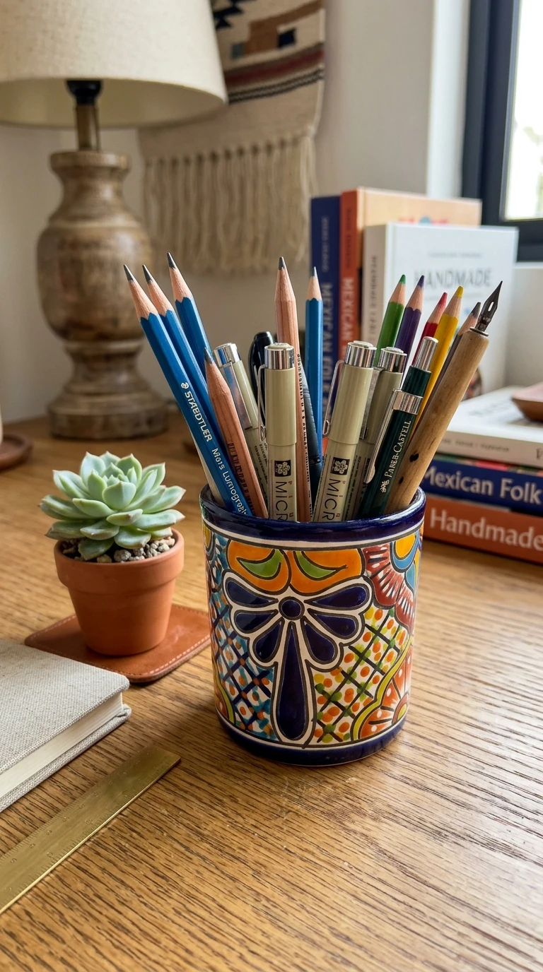 Le pot à crayons en artisanat local
