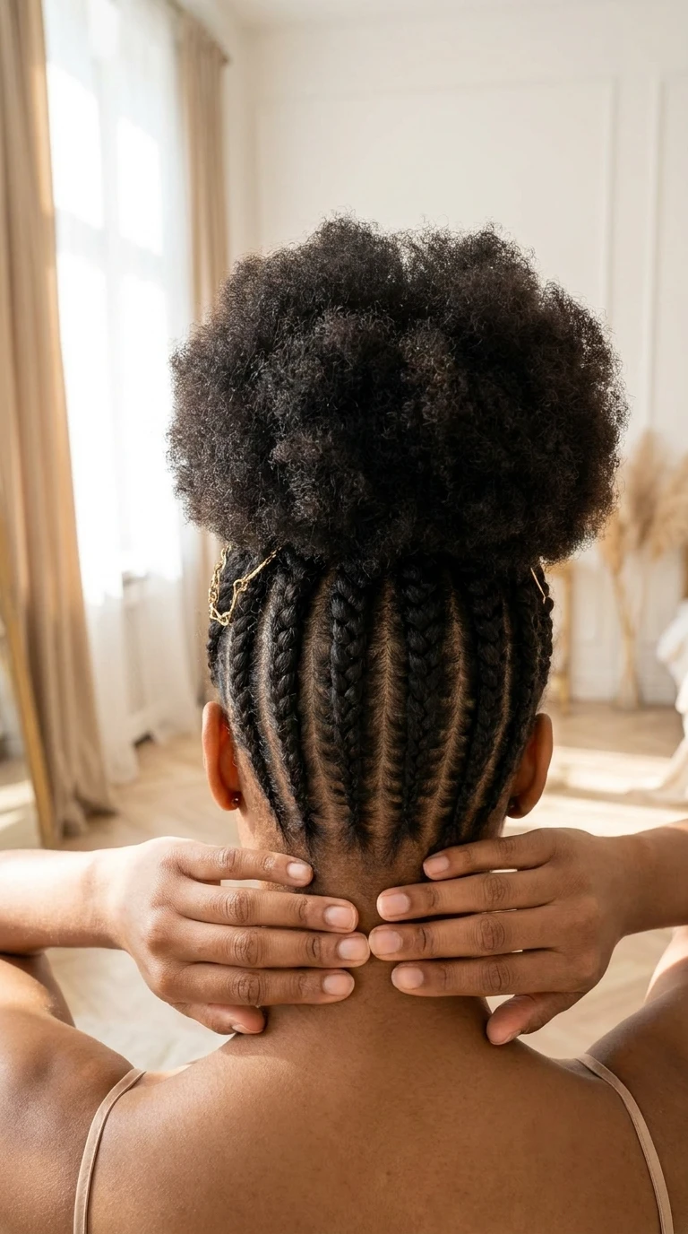 Le puff haut avec couronne de tresses