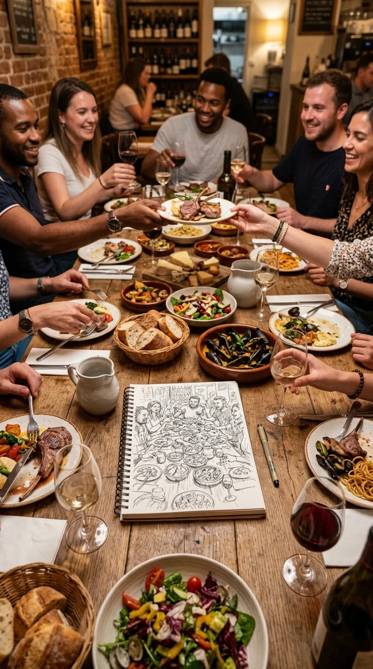 Le repas partagé entre plusieurs personnes