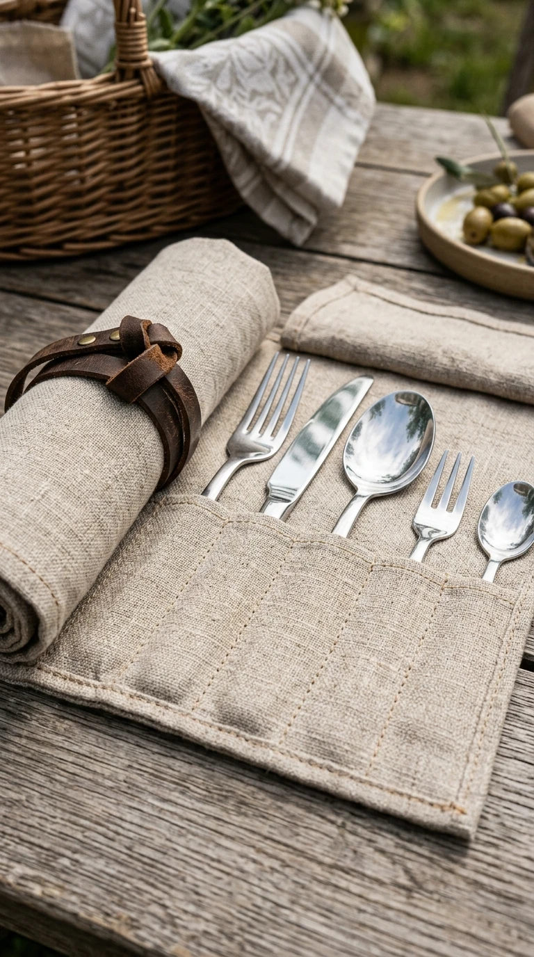 Le rouleau en tissu pour couverts de service individuels