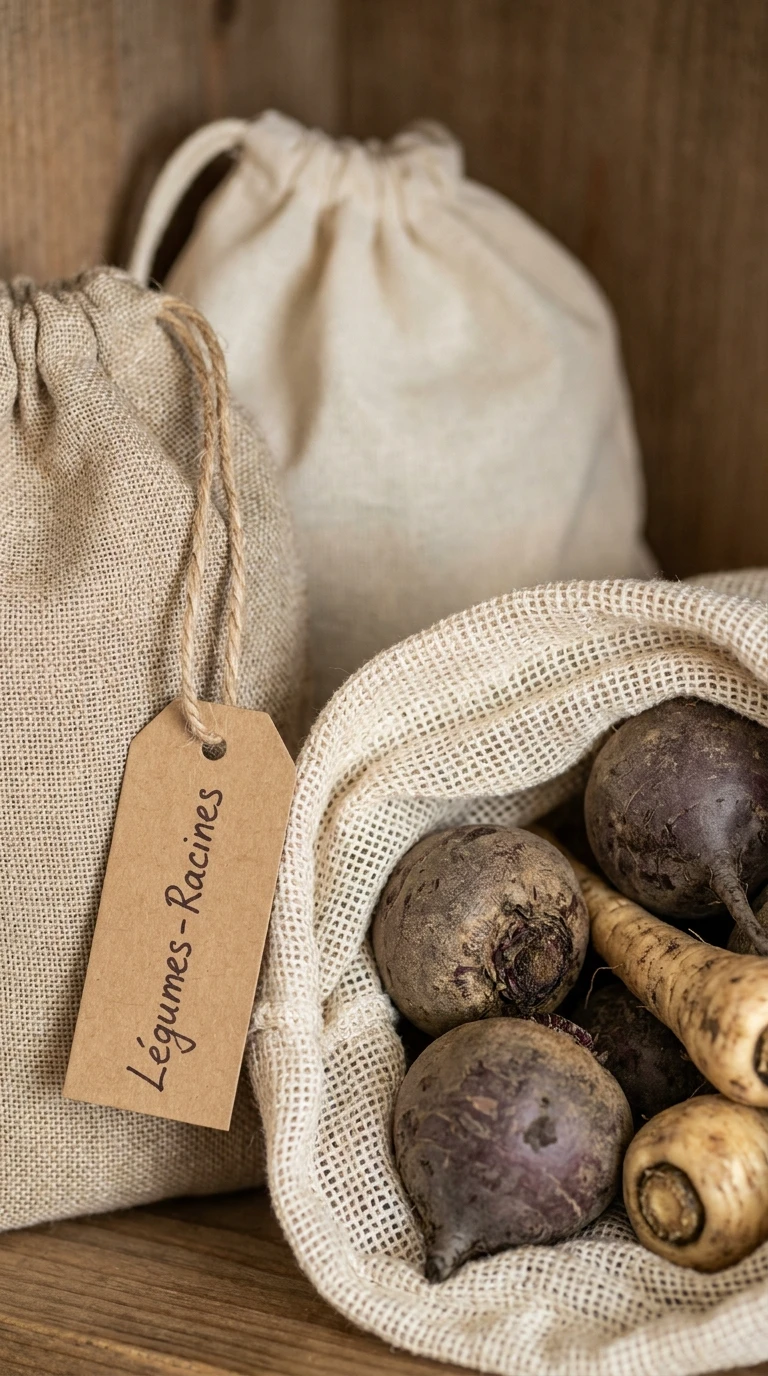 Le sac en toile respirante pour légumes-racines