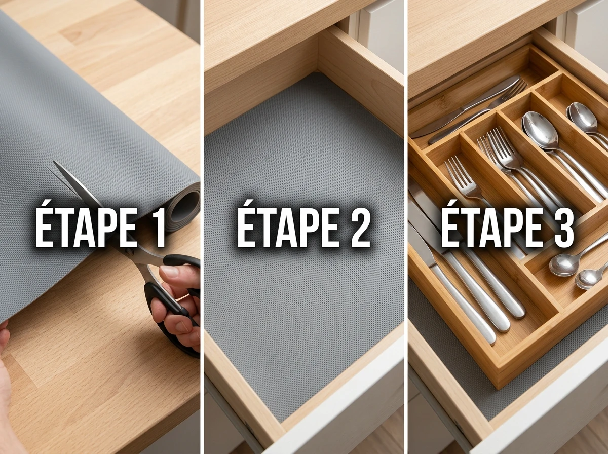 Le tapis antidérapant sous les compartiments