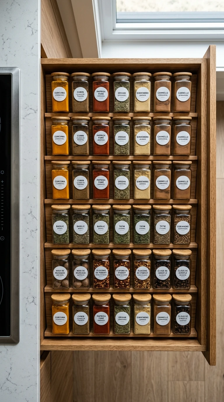 Le tiroir dédié, près de la zone de cuisson
