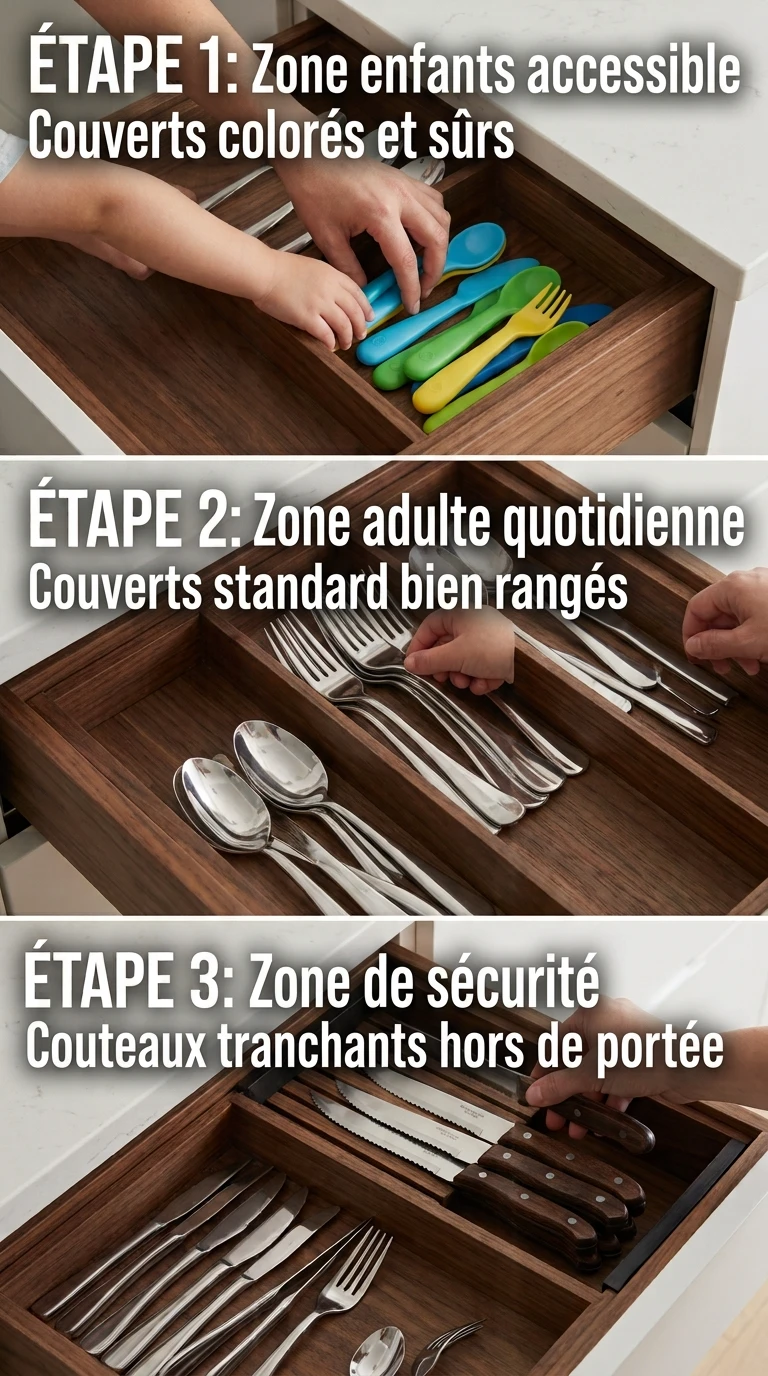 Le tiroir divisé en zones d'accès selon les utilisateurs
