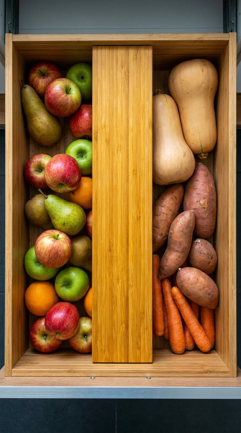 Le tiroir séparé pour fruits et légumes distincts