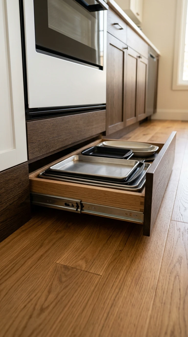 Le tiroir sous le four (kickboard drawer)