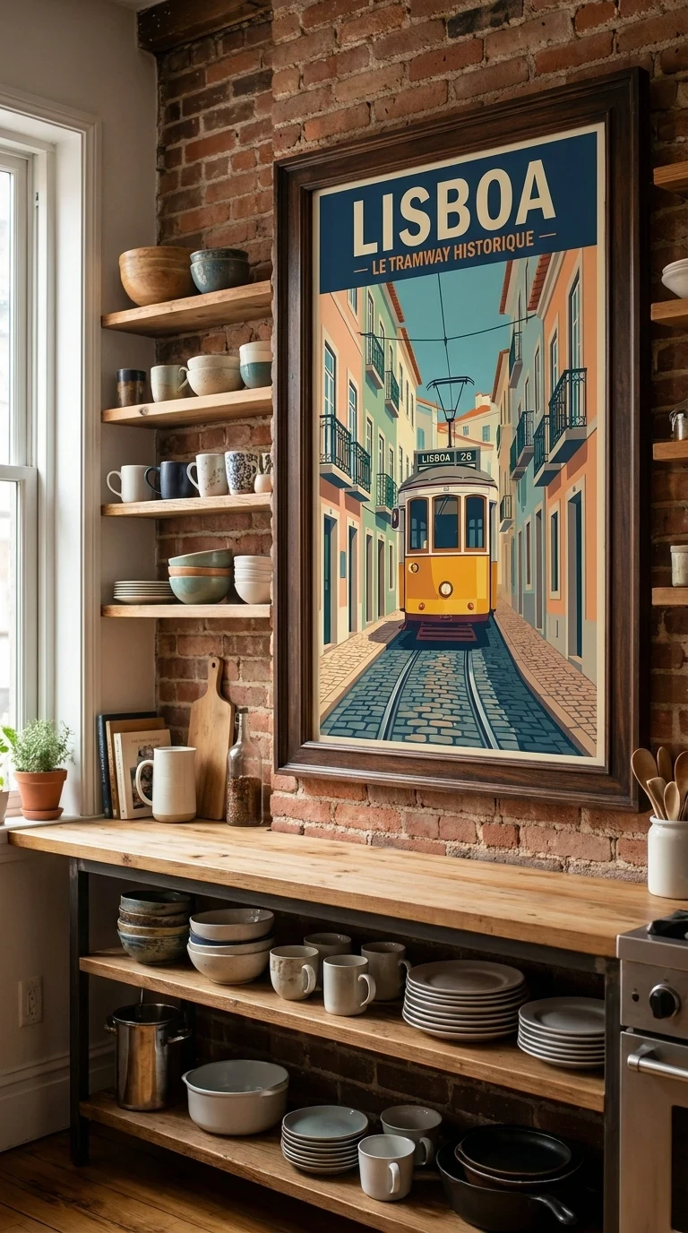 Le tramway qui traverse une rue pavée