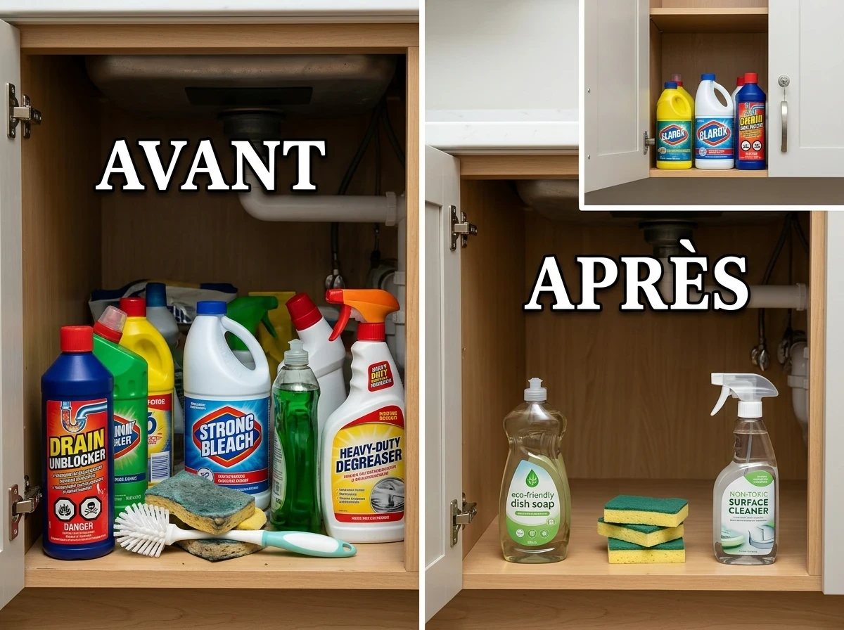 Le tri des produits les plus corrosifs vers un autre placard
