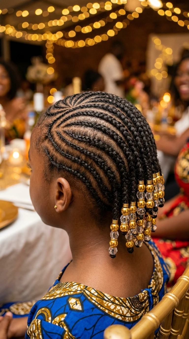 Les cornrows avec perles dorées