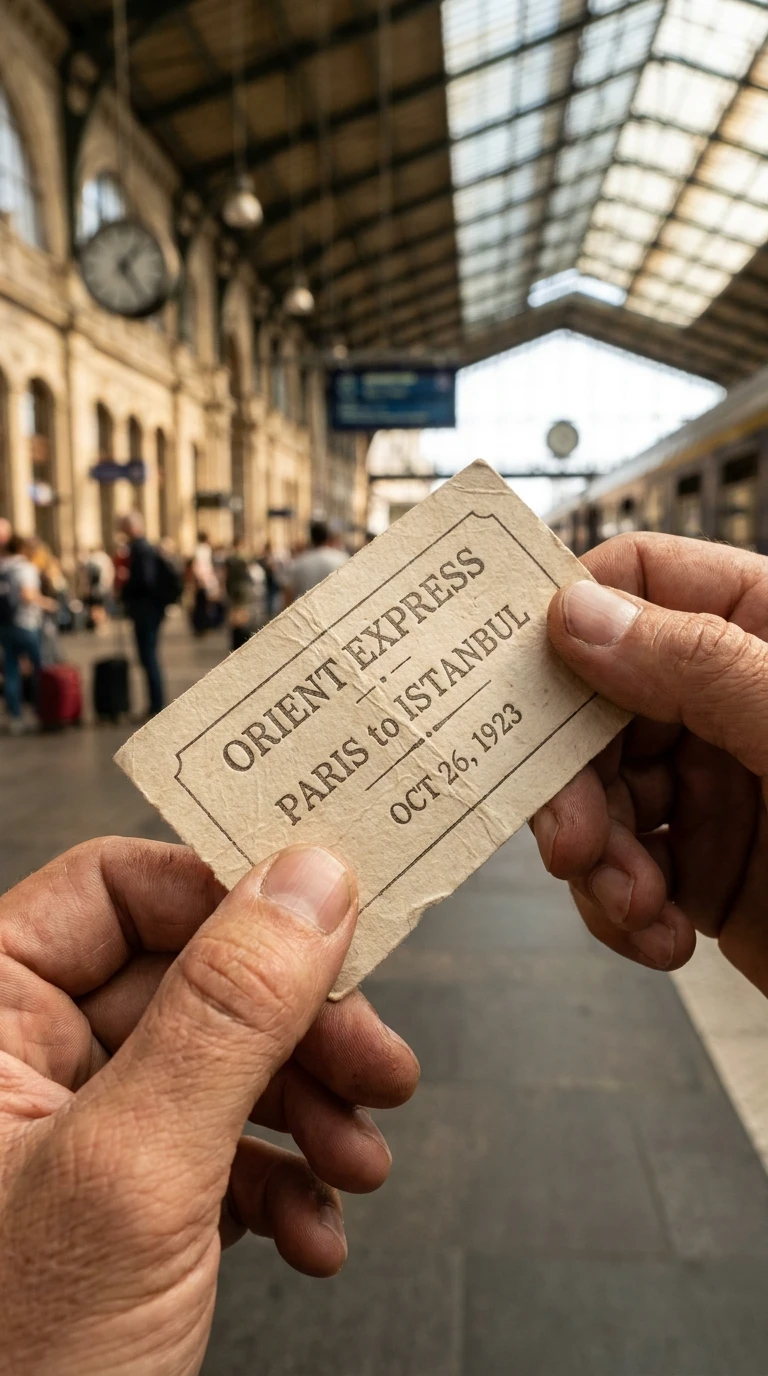 Les mains qui tiennent une carte ou un billet de train