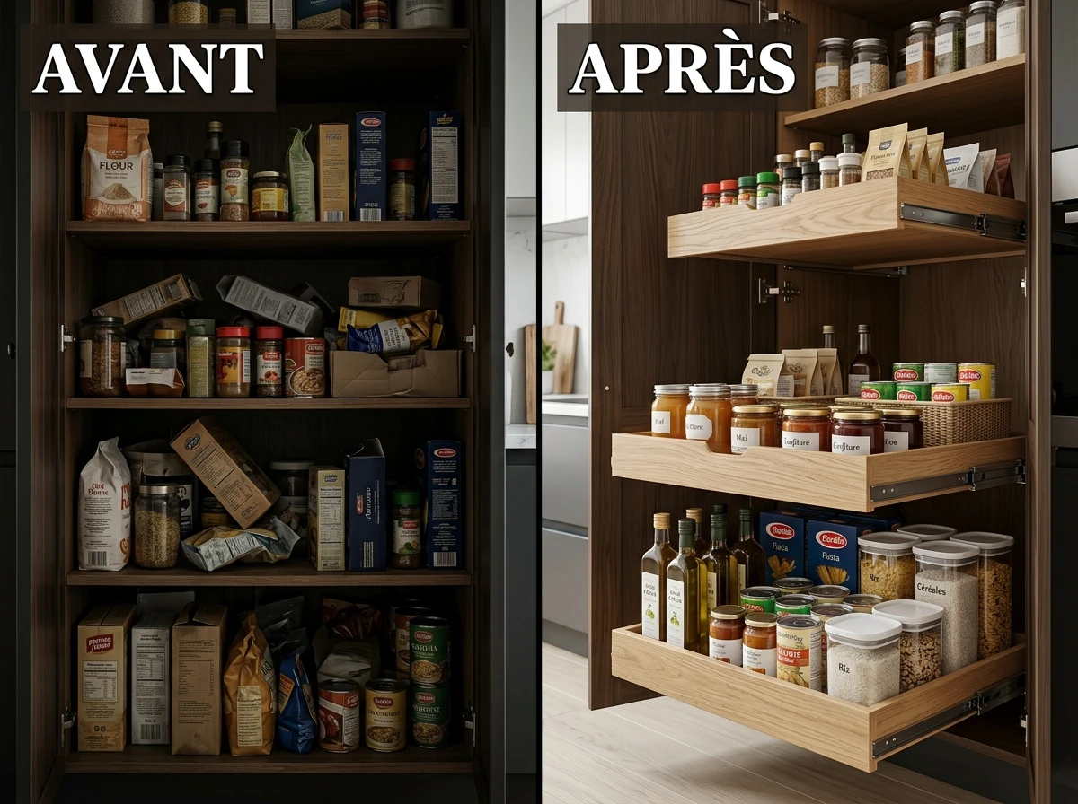 Les tablettes coulissantes pour l'accès au fond