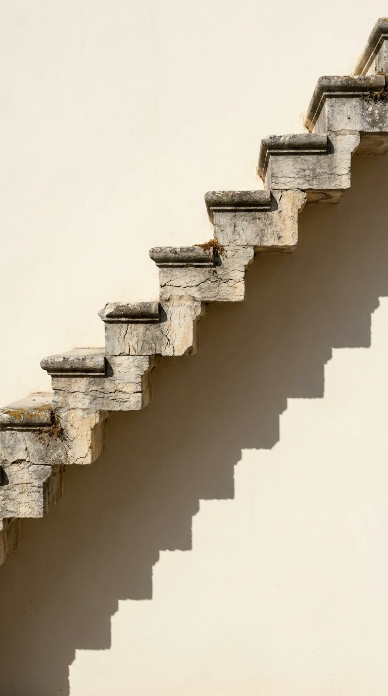 L'escalier vu de profil, marche après marche
