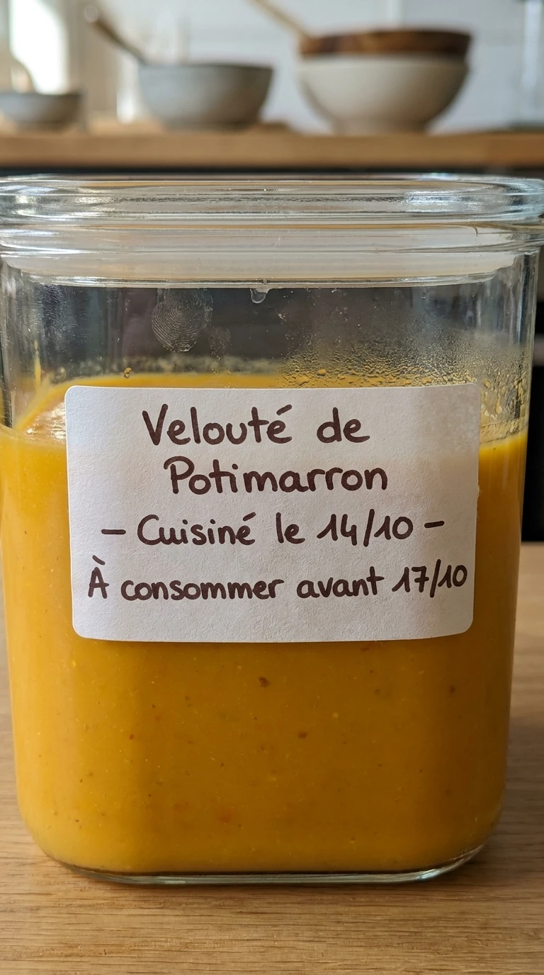L'étiquette de date sur les restes conservés
