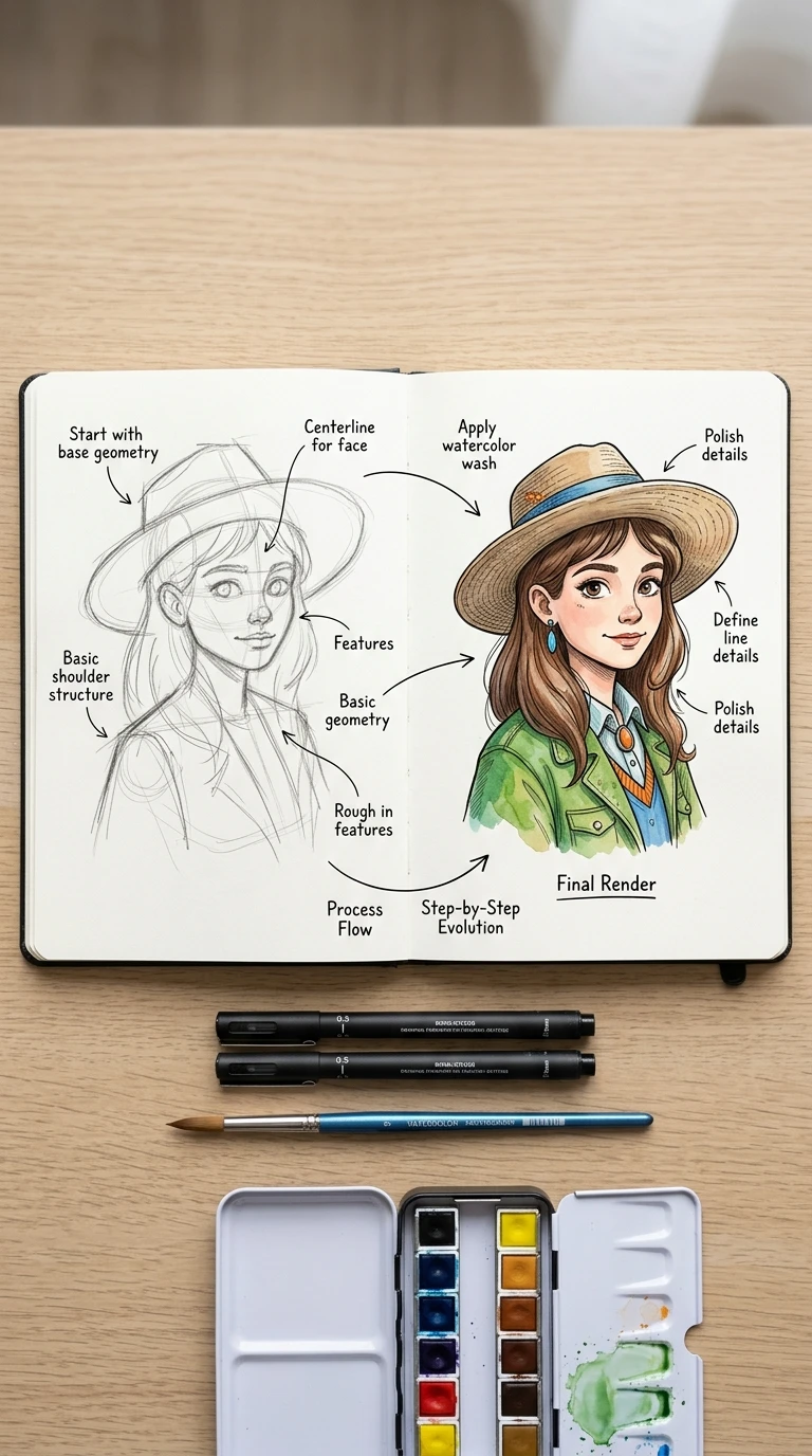 Regarde comment une illustratrice structure une série avant-après, puis applique le même principe à ton dessin