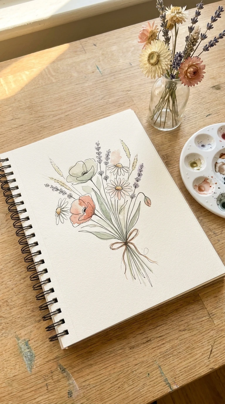 Un bouquet de fleurs sauvages simplifié