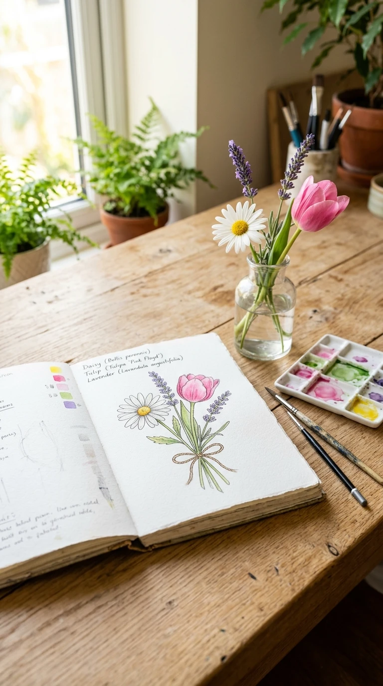 Un bouquet de trois fleurs différentes