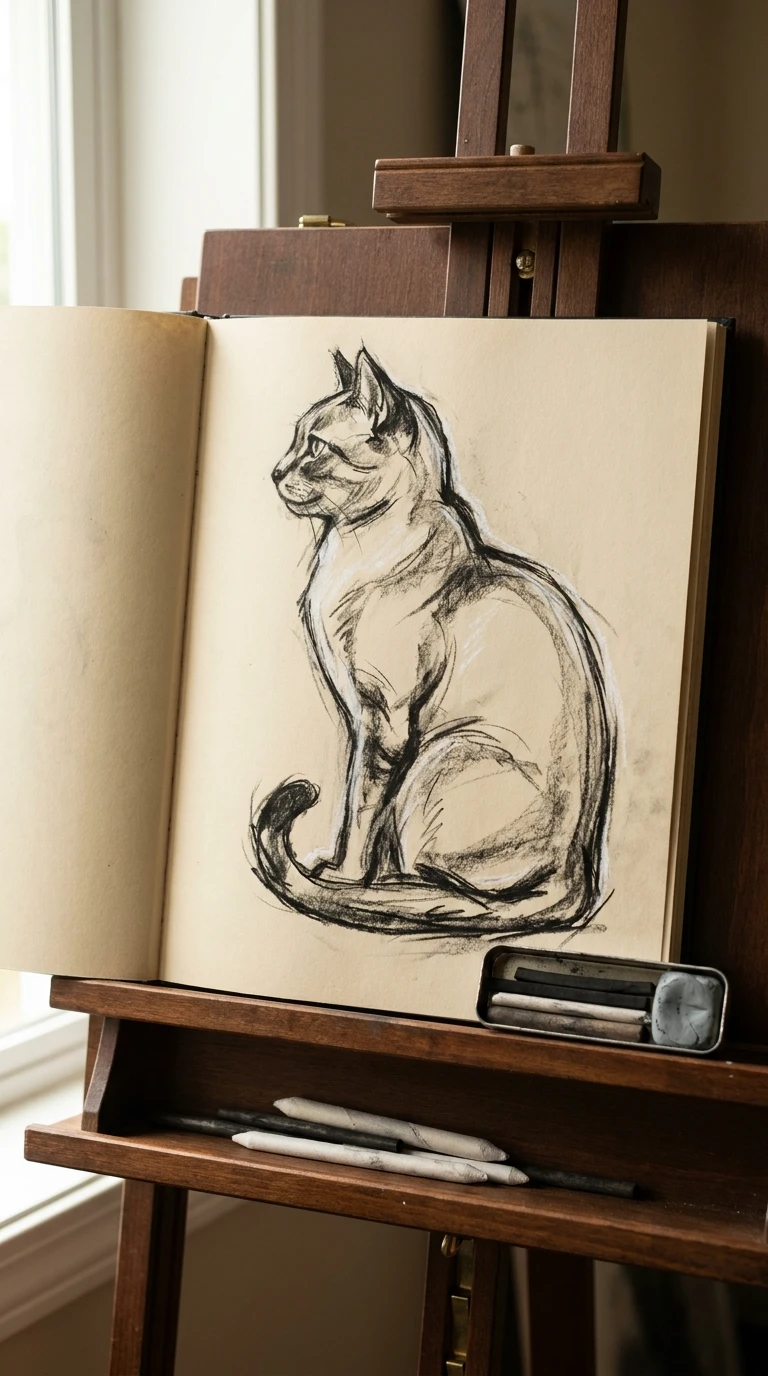 Un chat assis vu de profil