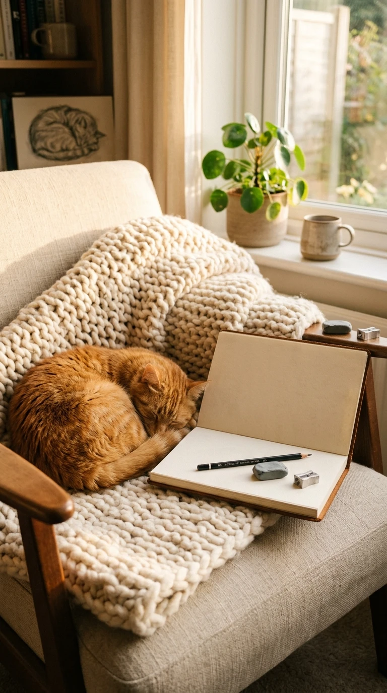 Un chat endormi en boule