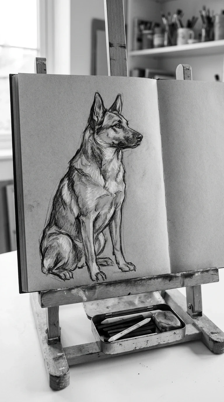 Un chien assis vu de profil