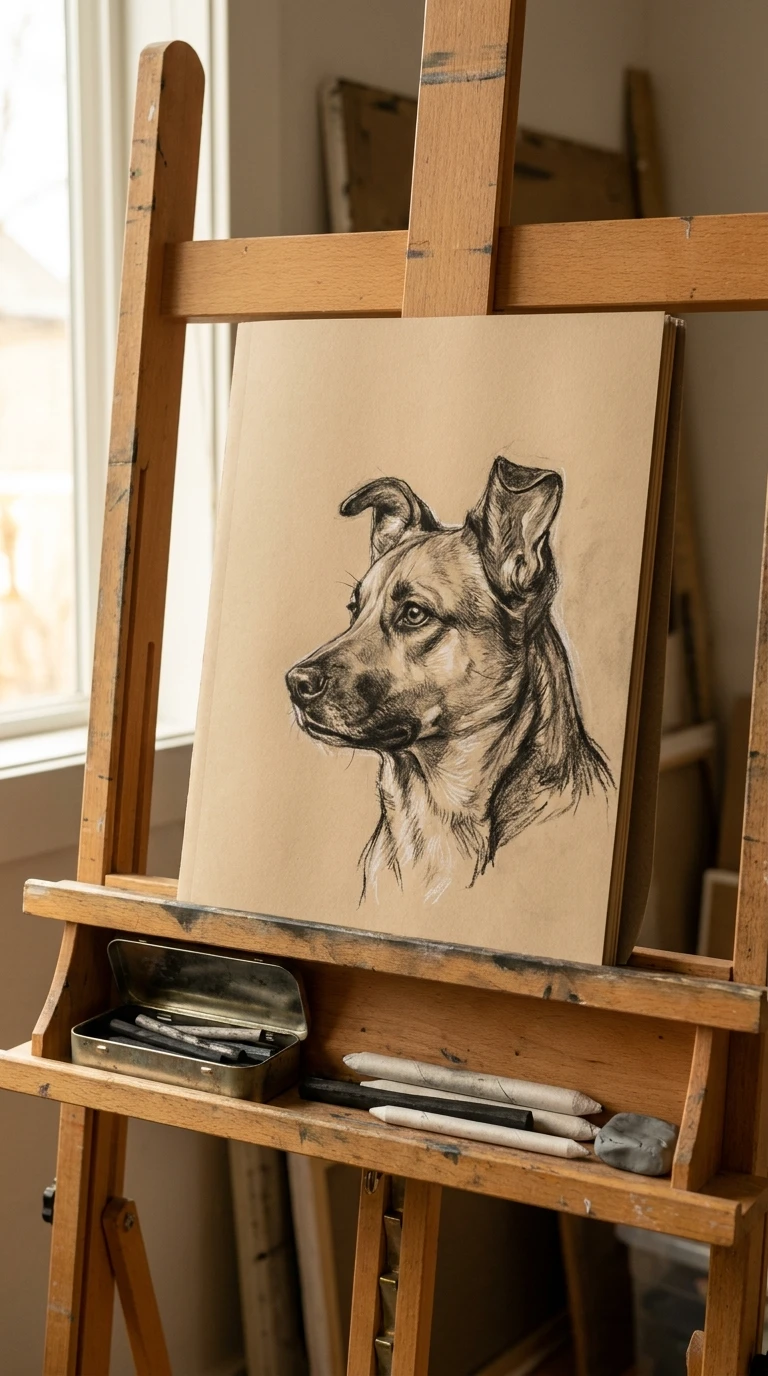 Un chien assis vu de profil