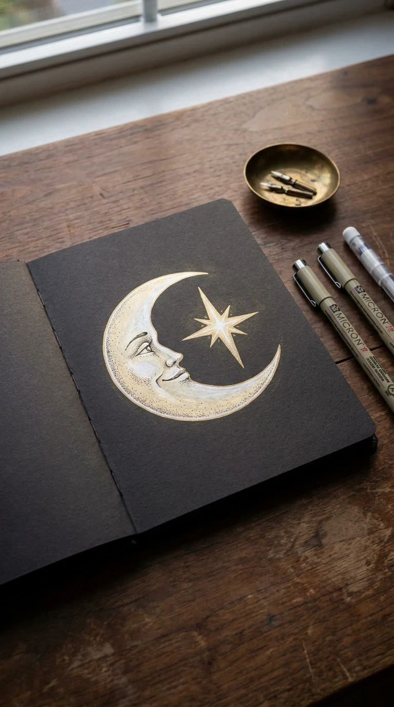 Un croissant de lune avec une étoile