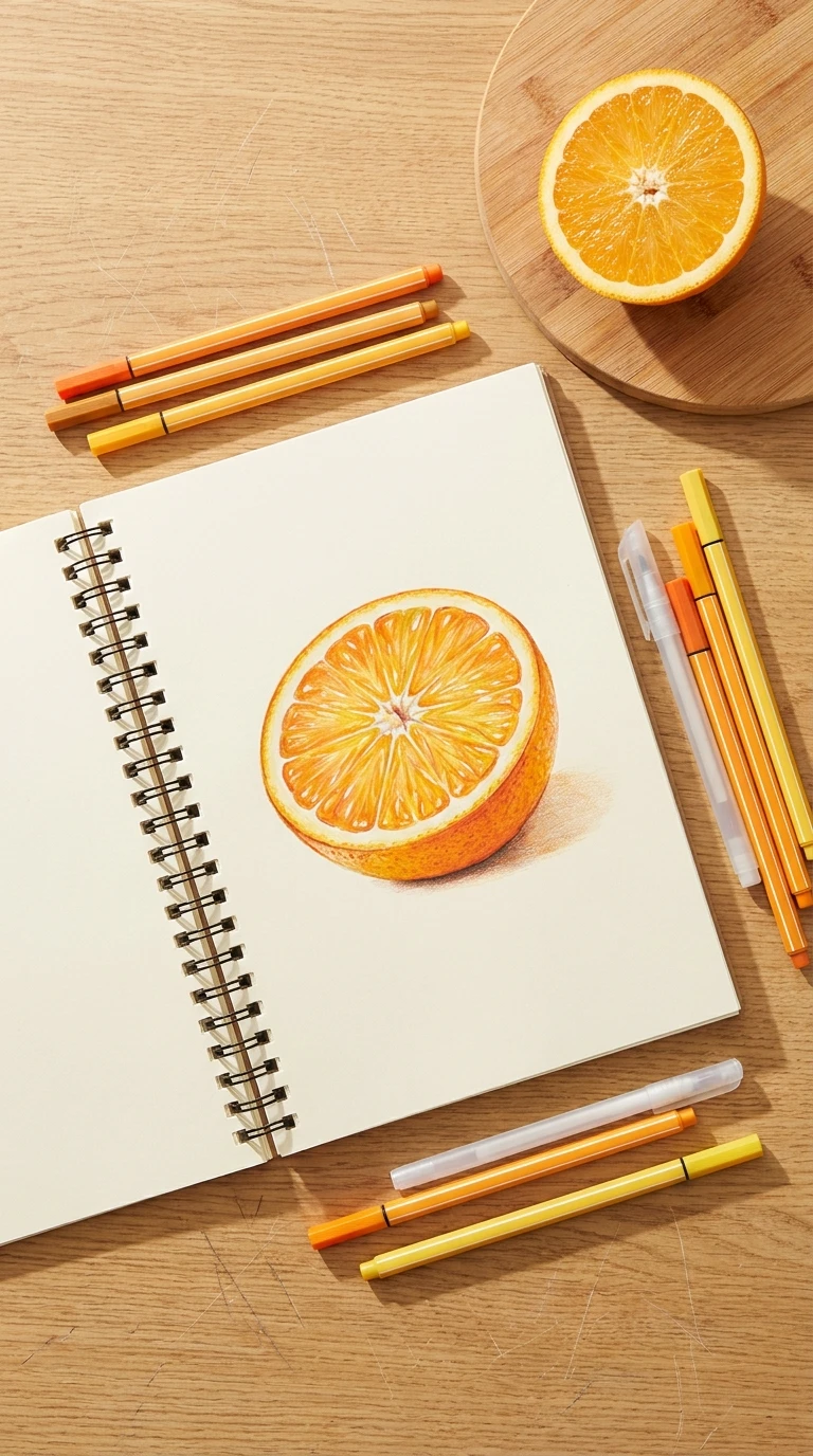 Un fruit coupé en deux, comme une orange