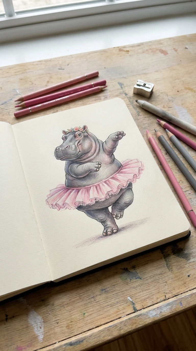 Un hippopotame en tutu de danseuse classique
