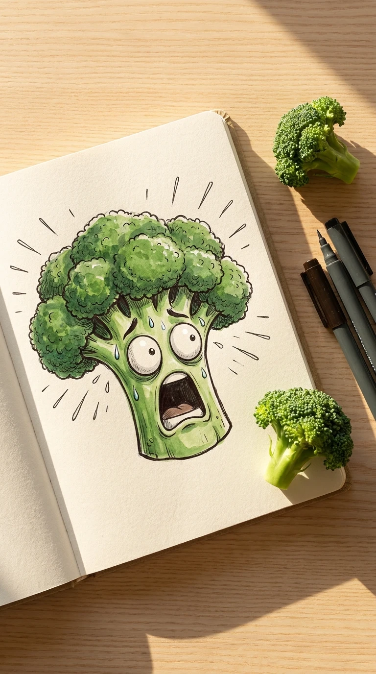 Un légume avec une expression totalement paniquée