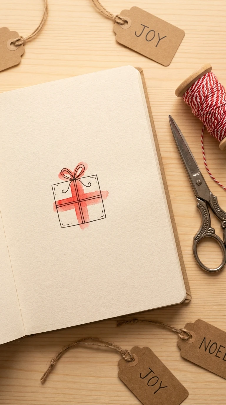 Un mini cadeau réduit à un carré avec une croix simple