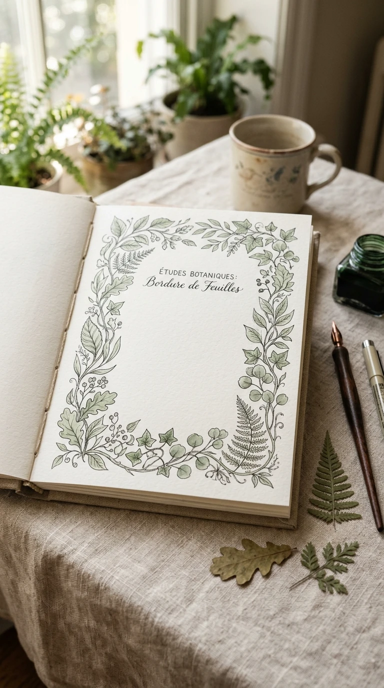 Un motif de feuilles en bordure de page