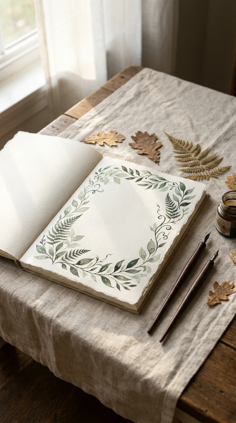 Un motif de feuilles en bordure de page