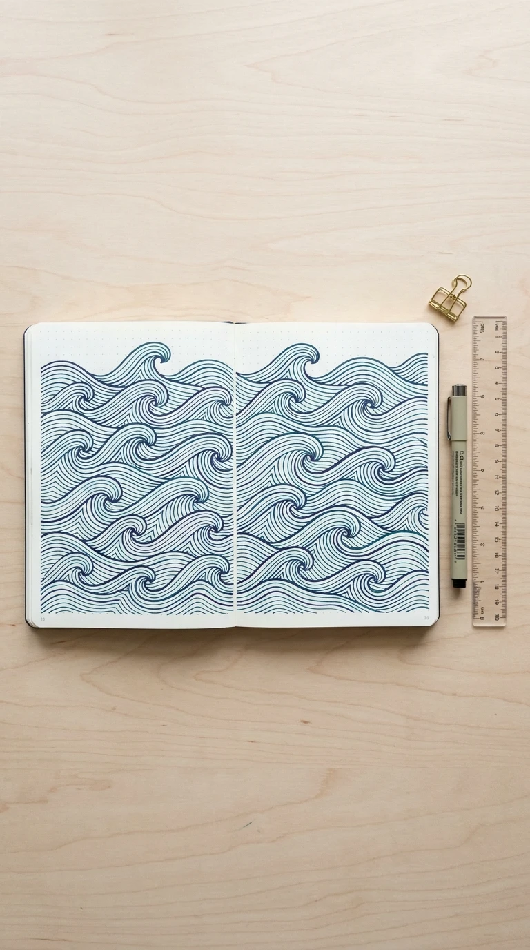 Un motif de vagues répétées façon papier peint