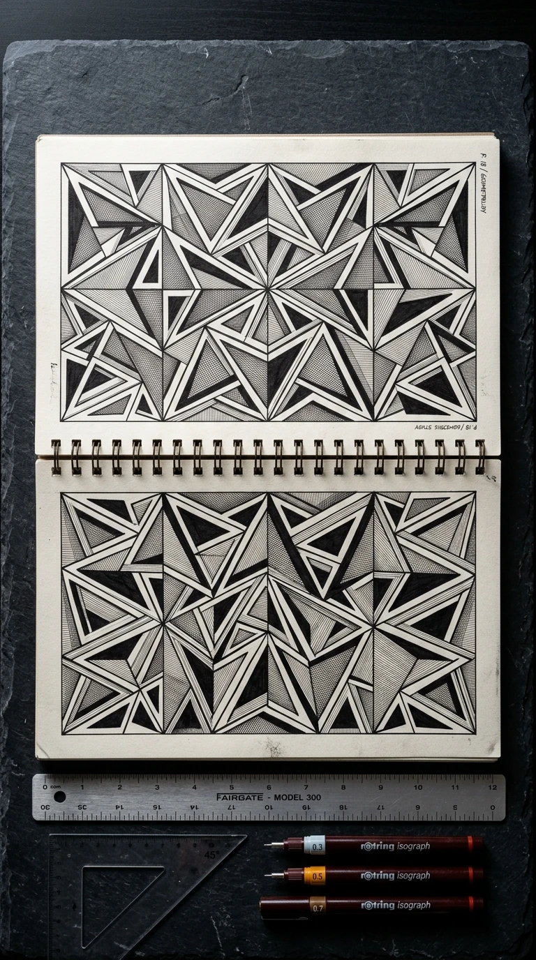 Un motif géométrique de triangles alternés