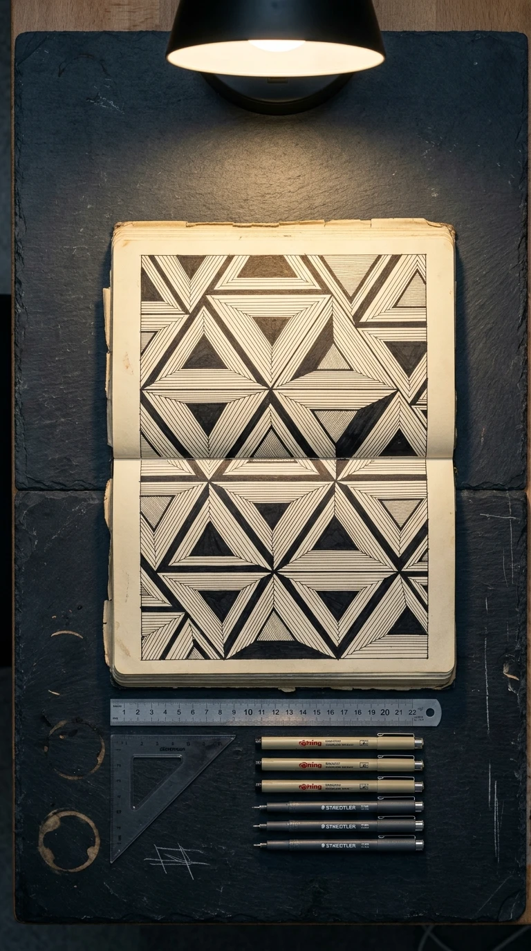 Un motif géométrique de triangles alternés