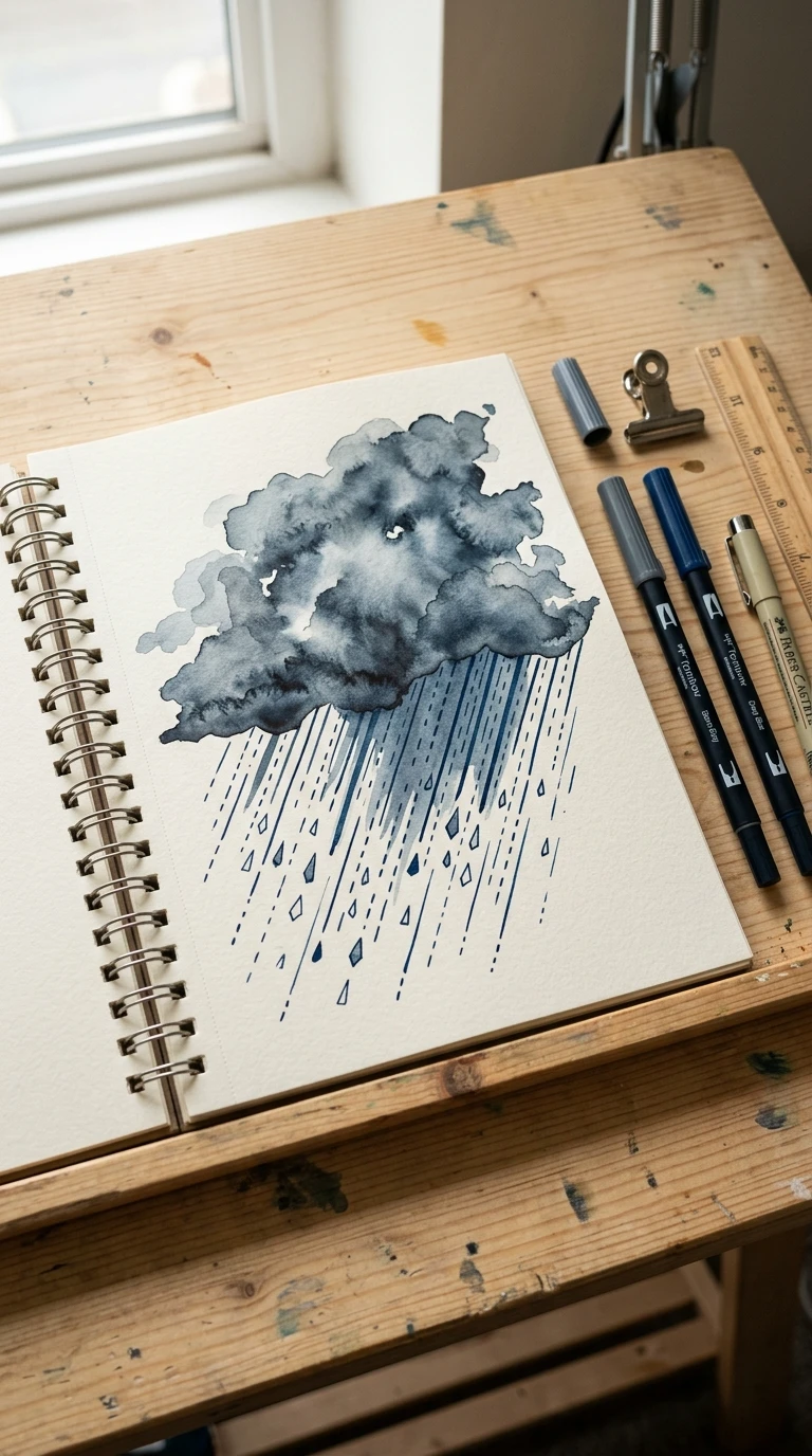 Un nuage de pluie avec des gouttes