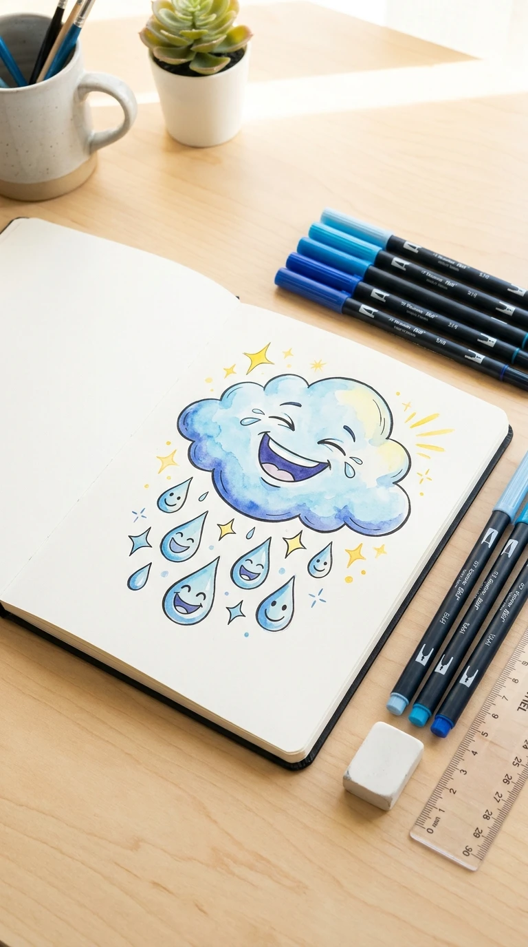 Un nuage qui pleure de rire plutôt que de la pluie normale