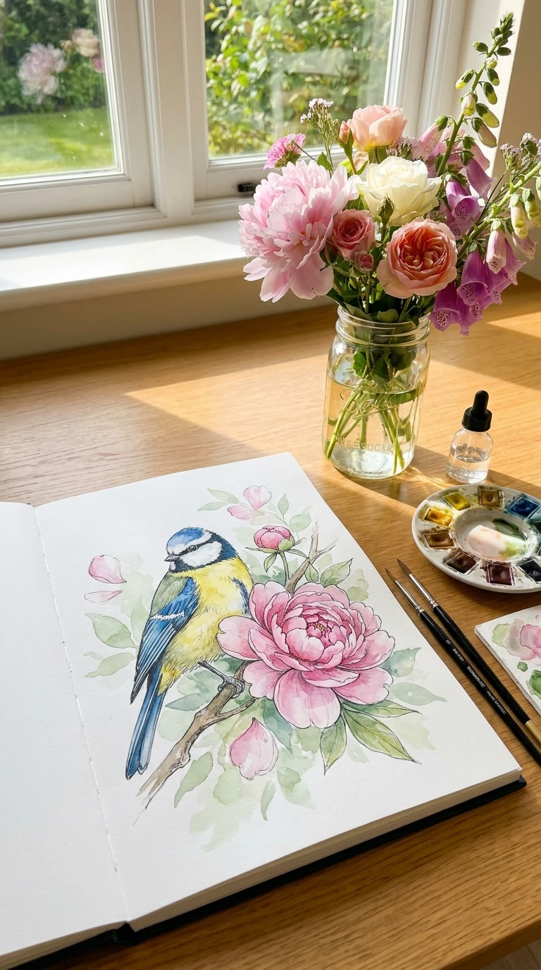 Un oiseau perché près d'une fleur