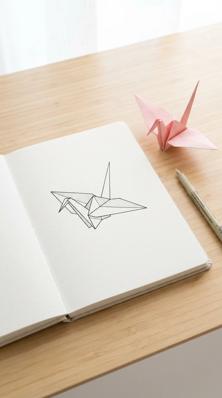 Un origami simplifié en forme de grue