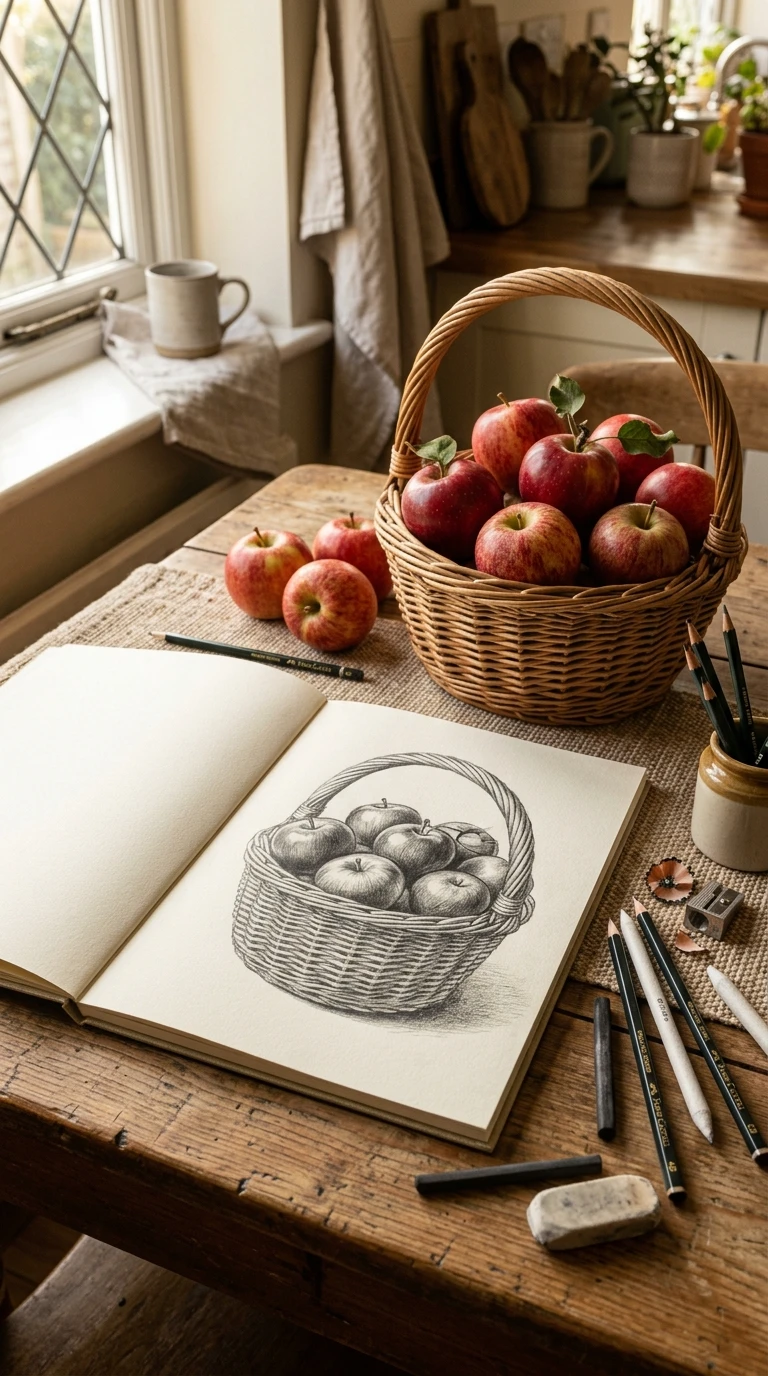 Un panier tressé rempli de pommes