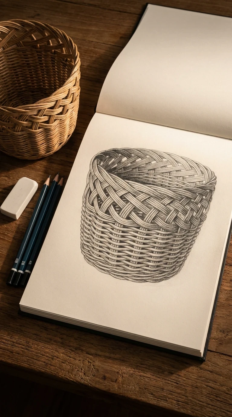 Un panier tressé vu de face