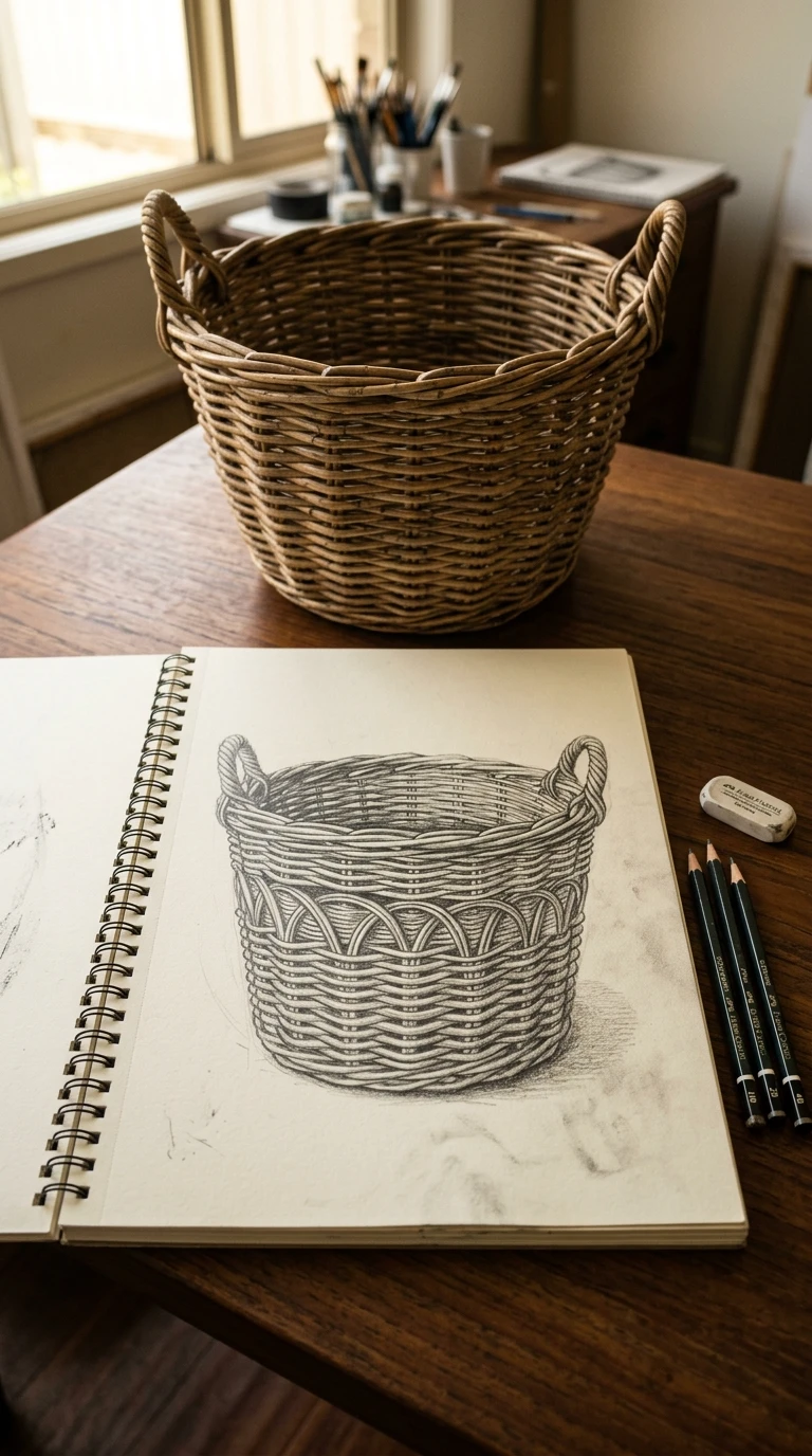 Un panier tressé vu de face