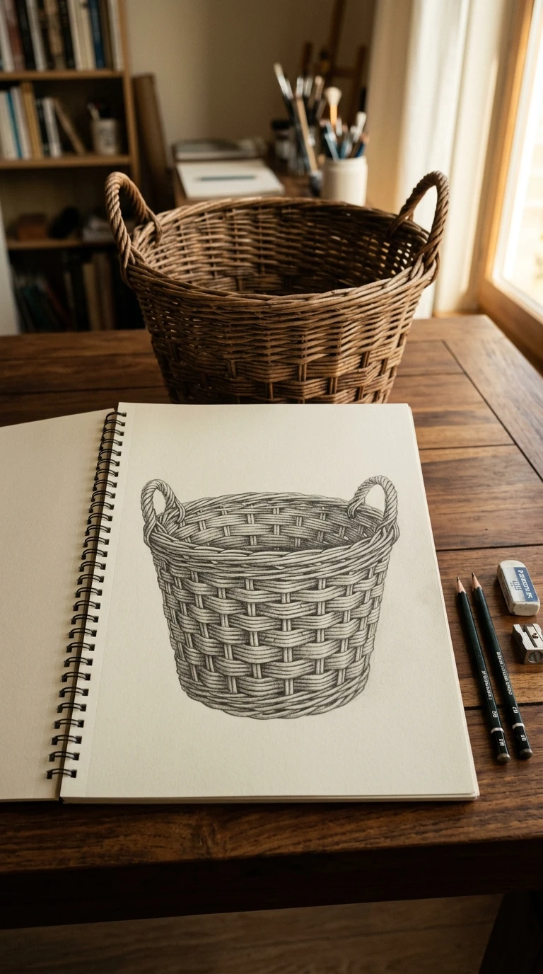 Un panier tressé vu de face