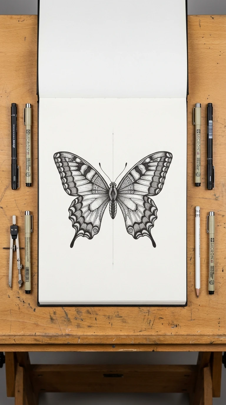 Un papillon aux ailes symétriques