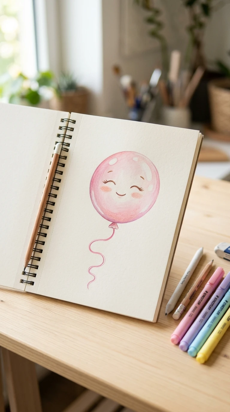 Un petit ballon de baudruche avec un visage rêveur