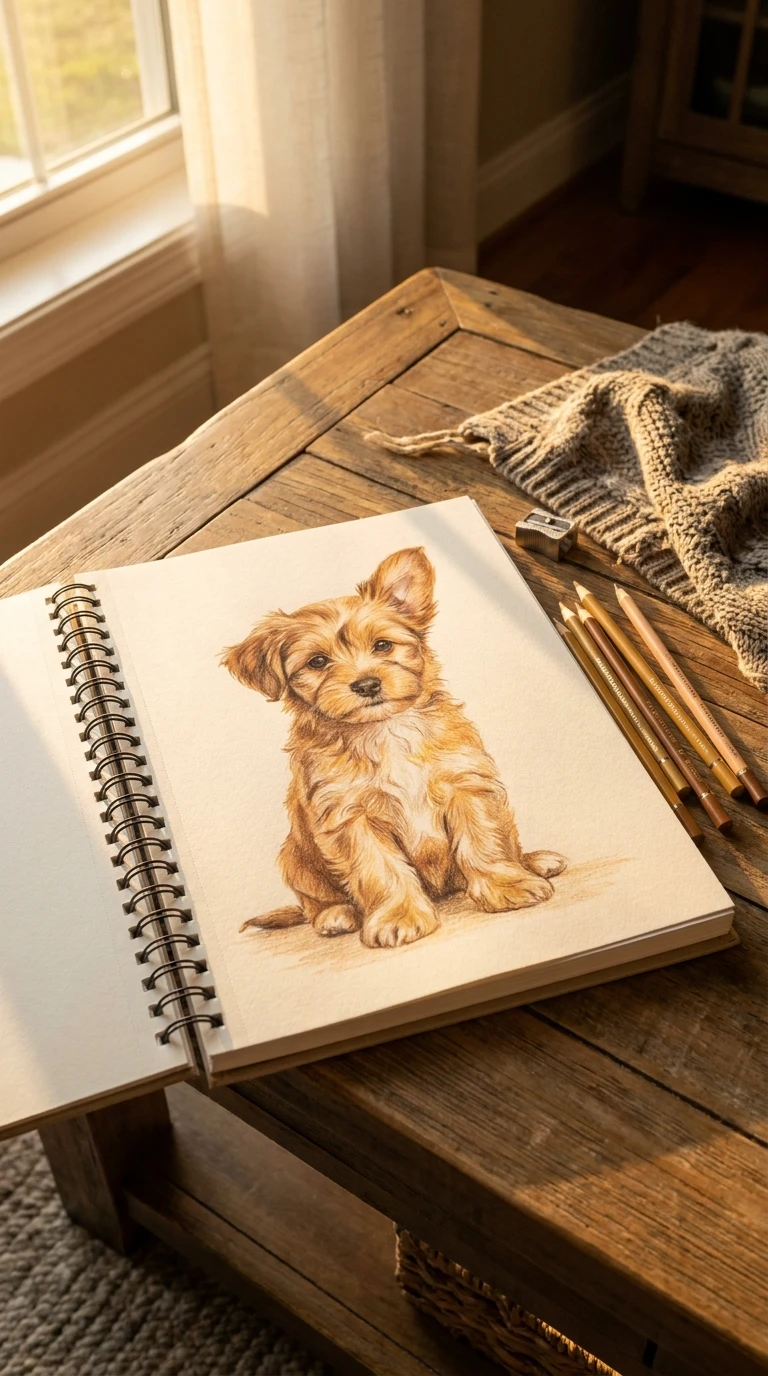 Un petit chien qui attend sagement, une seule oreille dressée